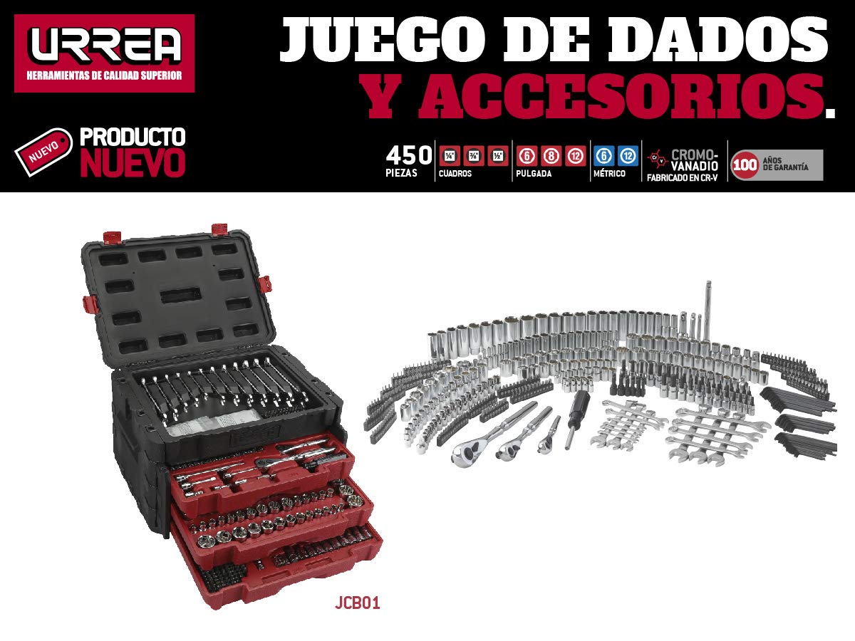 Juego de Dados y Accesorios Urrea 450 Piezas Estuche Plástico