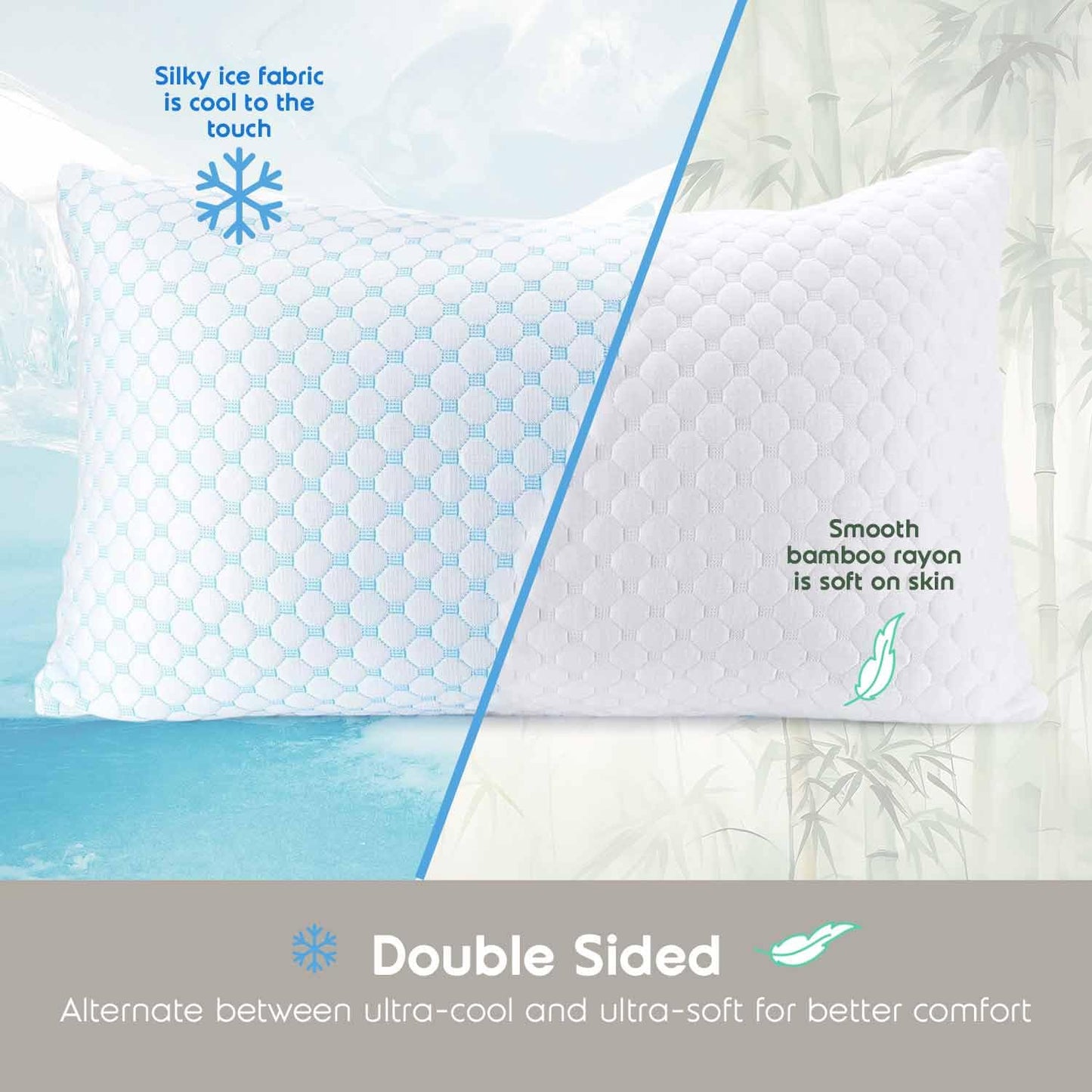 Almohada Nestl Bedding Beige con Reducción de Calor y Humedad en Espuma de Gel y Rayón Ajustable y Lavable