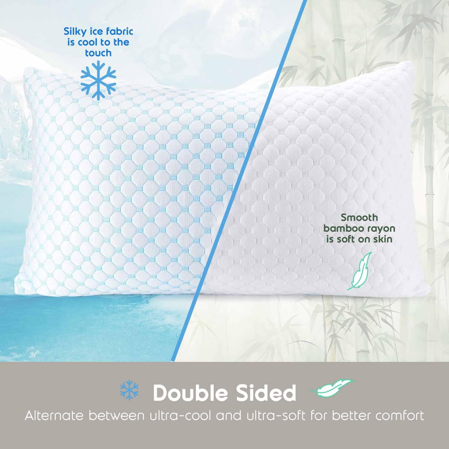 Almohada Nestl Bedding Beige con Reducción de Calor y Humedad en Espuma de Gel y Rayón Ajustable y Lavable