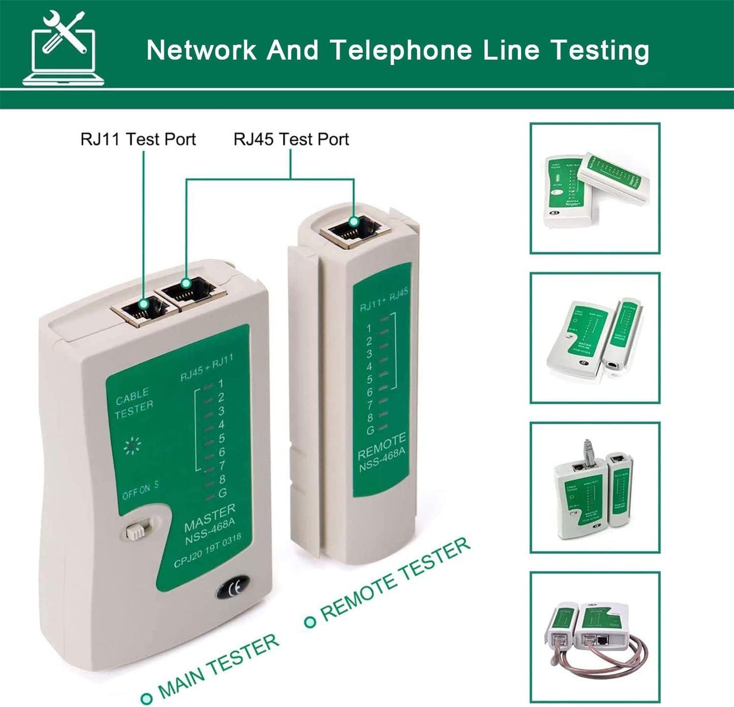 Kit de Herramientas para Reparación de Red | 12 Piezas Mantenimiento de Red Cable Tester con Pelacables | RJ11/12/45 Crimpadora Conector de Red para Herramienta | Probador de Cables Kit de Reparación