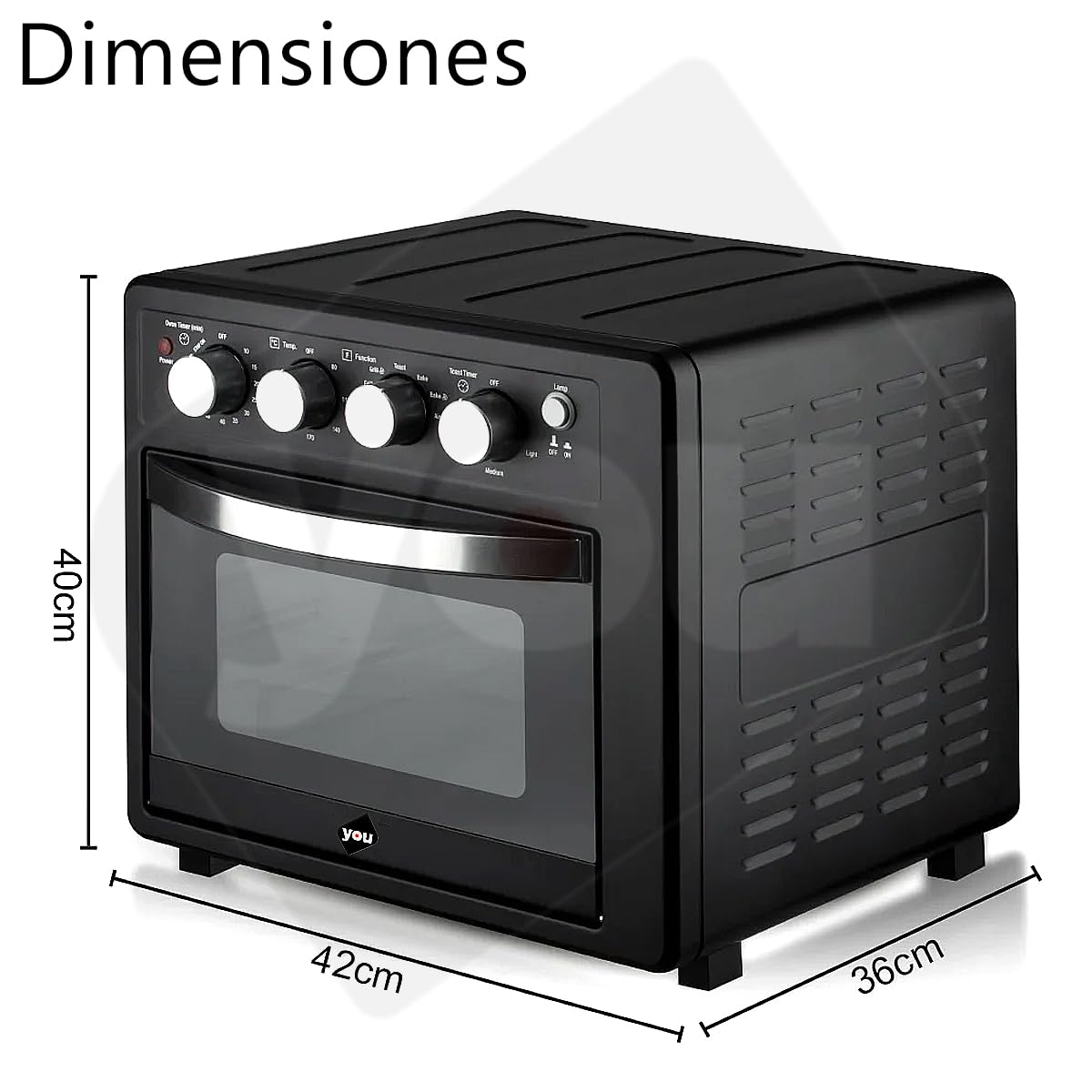 Horno Electrico de Convección 3 En 1 Freidora De Aire Y Tostador de 32 Litros 230°C 1700W