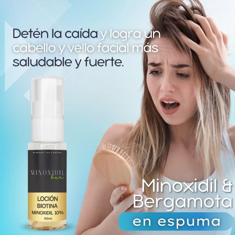 Set Botellas Espuma Minoxidil 10% Bergamota para Crecimiento de Barba y Cabello