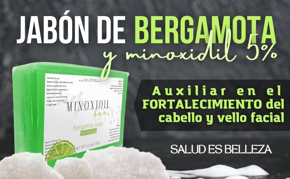 Jabón para Barba y Bigote Minoxidil 5% y Bergamota MINOXIDILBER. Set de 2 Piezas