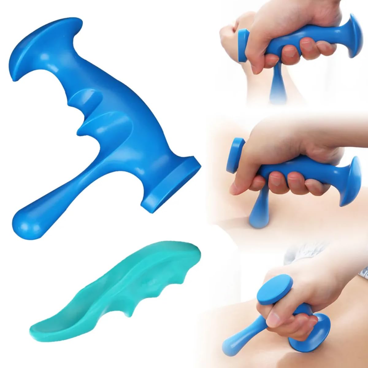 Masajeadores Manuales Veraly.mx Azul Diseño Ergonómico Shiatsu para Cuello y Espalda