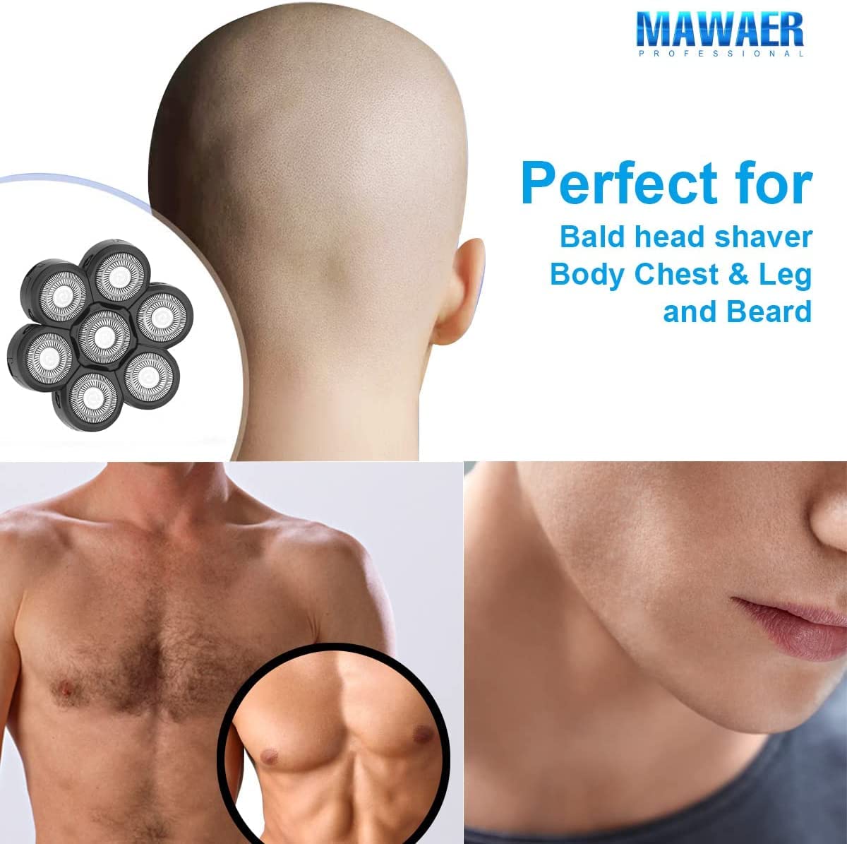 Cuchillas de repuesto para afeitadora de cabeza 7D, color azul, para Freedom Grooming AidallsWellup Vifycim Kibiy Telfun ATEEN Rozia Head afeitadora eléctrica (7 azul)