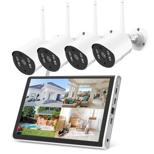 Kit de Cámara de Seguridad EASYTAO Inalámbrico con Monitor LCD de 10,1" para 5G/2.4G WiFi Impermeable IP66