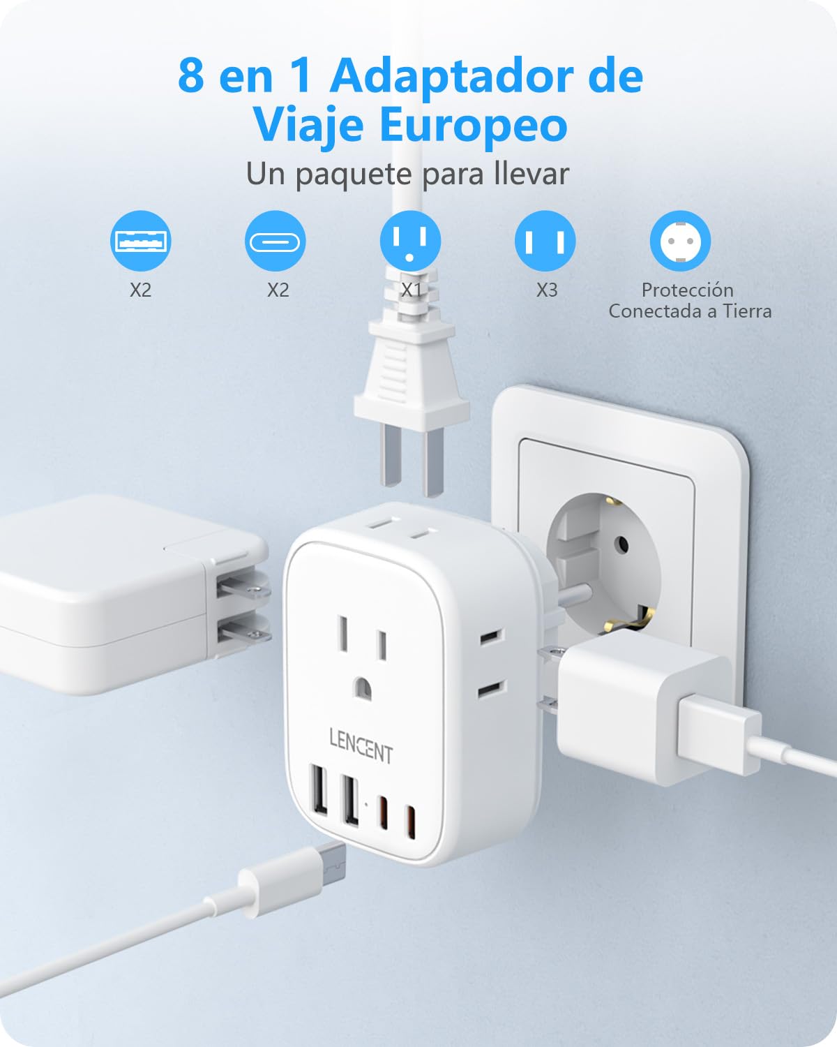 Adaptador de Corriente LENCENT Blanco con 4 Salidas