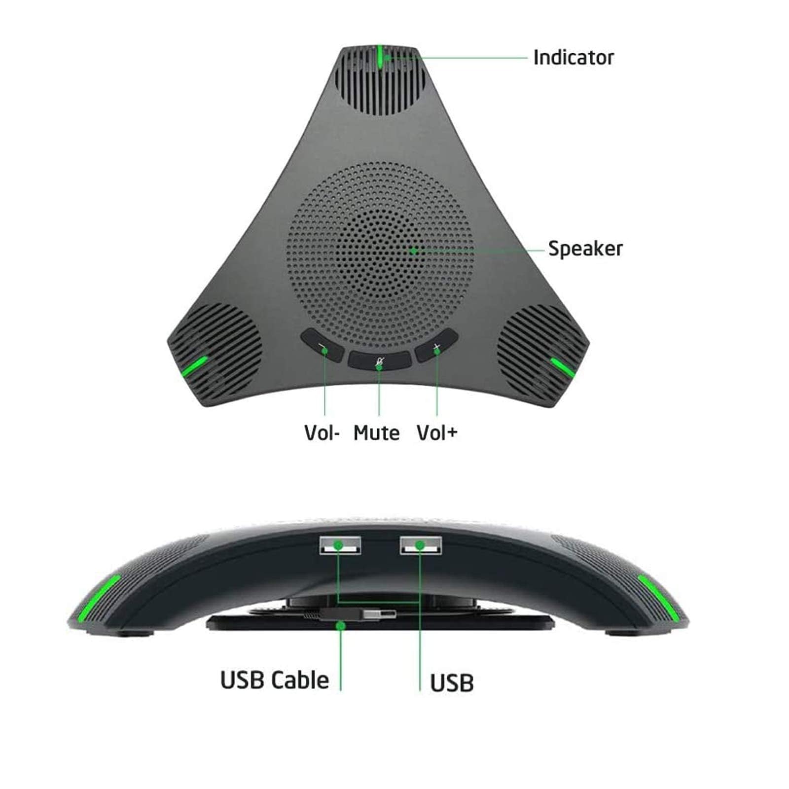 Micrófono de Conferencia USB Omnidireccional con Altavoz 360° y Reducción de Ruido DSP Inteligente para Negocios y Reuniones de Video