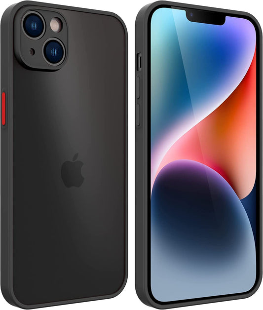 HaroKing Funda Mate Uso Rudo para iPhone 13 6,1 Pulgadas, Protector de cámara, Carcasa Traslúcido Esmerilado Trasero, Antihuellas (Negro)