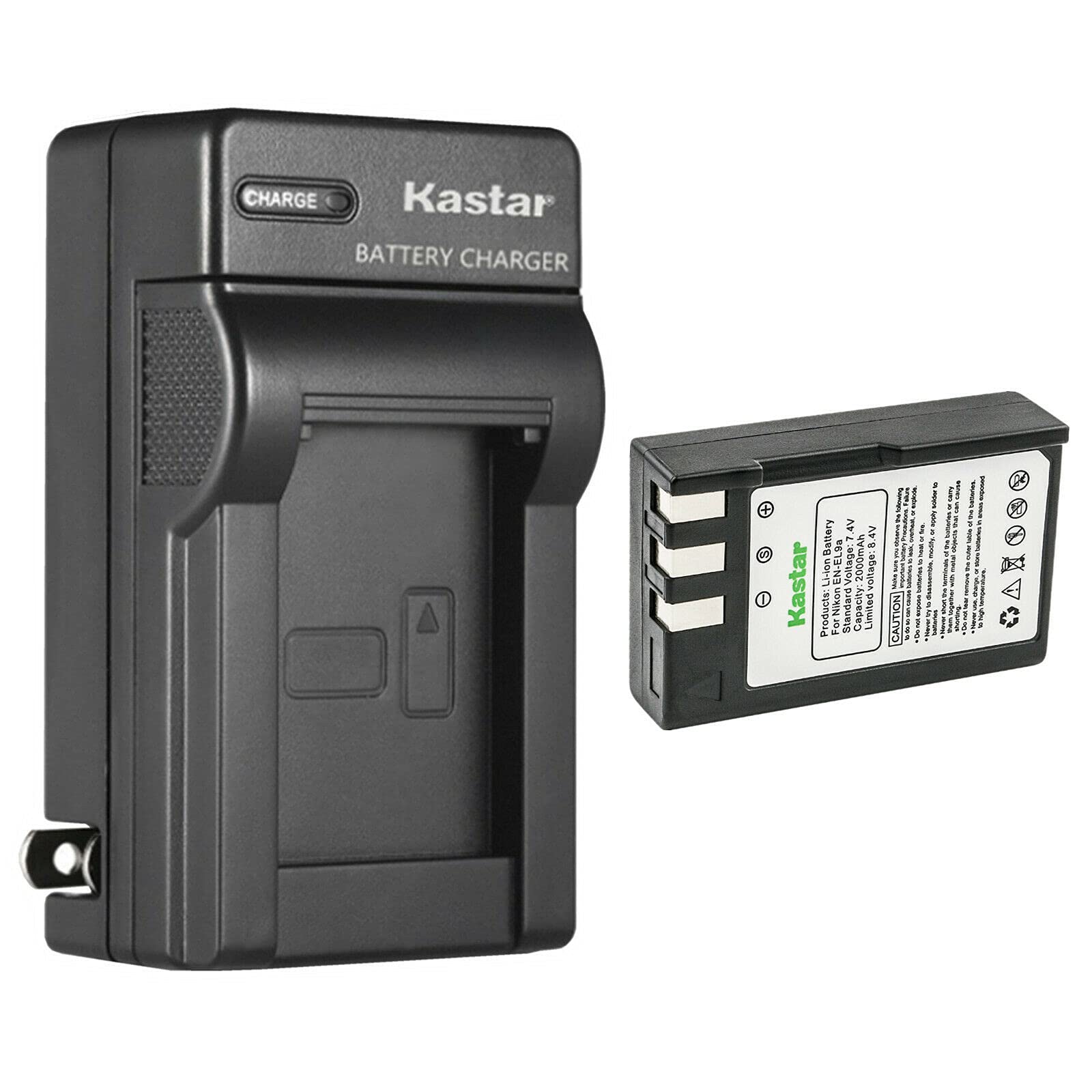 Kastar - Paquete de 1 batería EN-EL9 y cargador de pared de CA de repuesto para cámaras digitales Nikon D5000, D40, D40X, D60, D3000 SLR