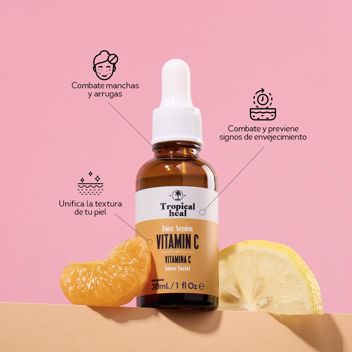 Tropical Heal - Perfect Skin Duo Vitamina C 10% y Ácido Hialurónico 2% - Sueros Faciales para Hidratación, Rejuvenecimiento y Protección - Unifica el Tono y Suaviza Líneas - 30 ml c/u