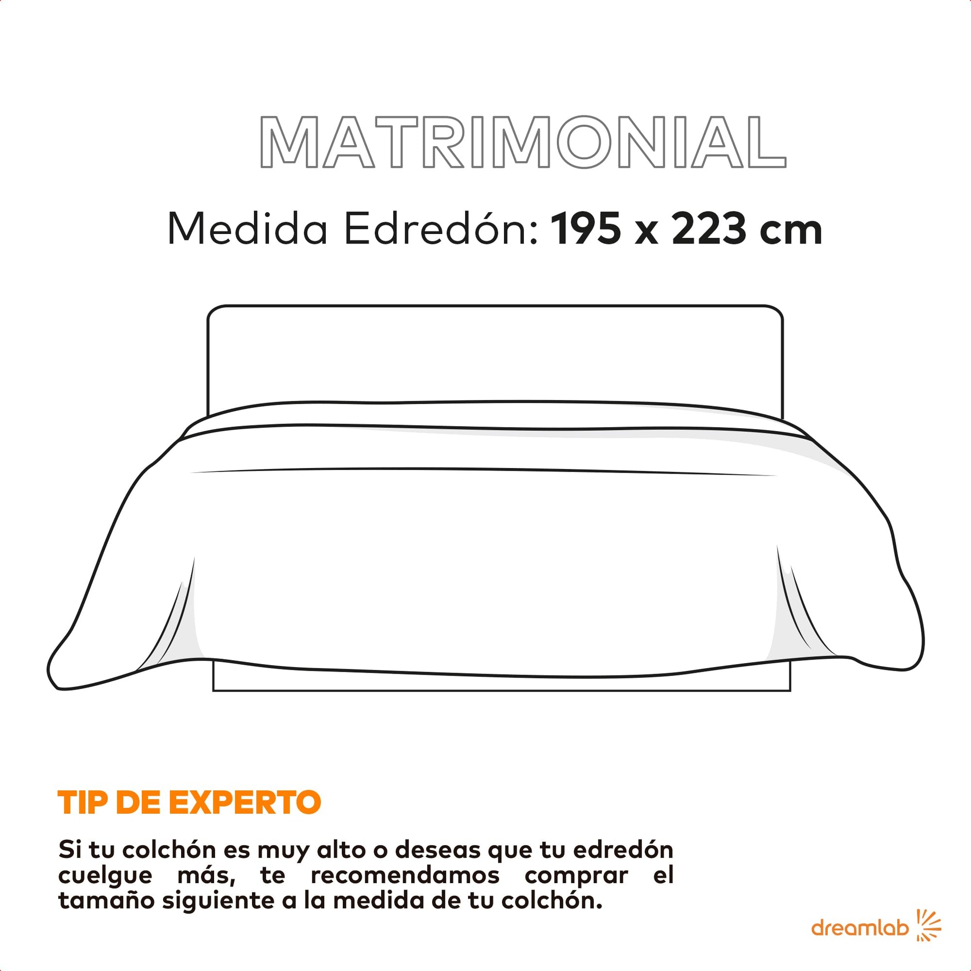 Edredón Dreamlab Blanco Relleno de Microfibras Hipoalergénico Tamaño Matrimonial