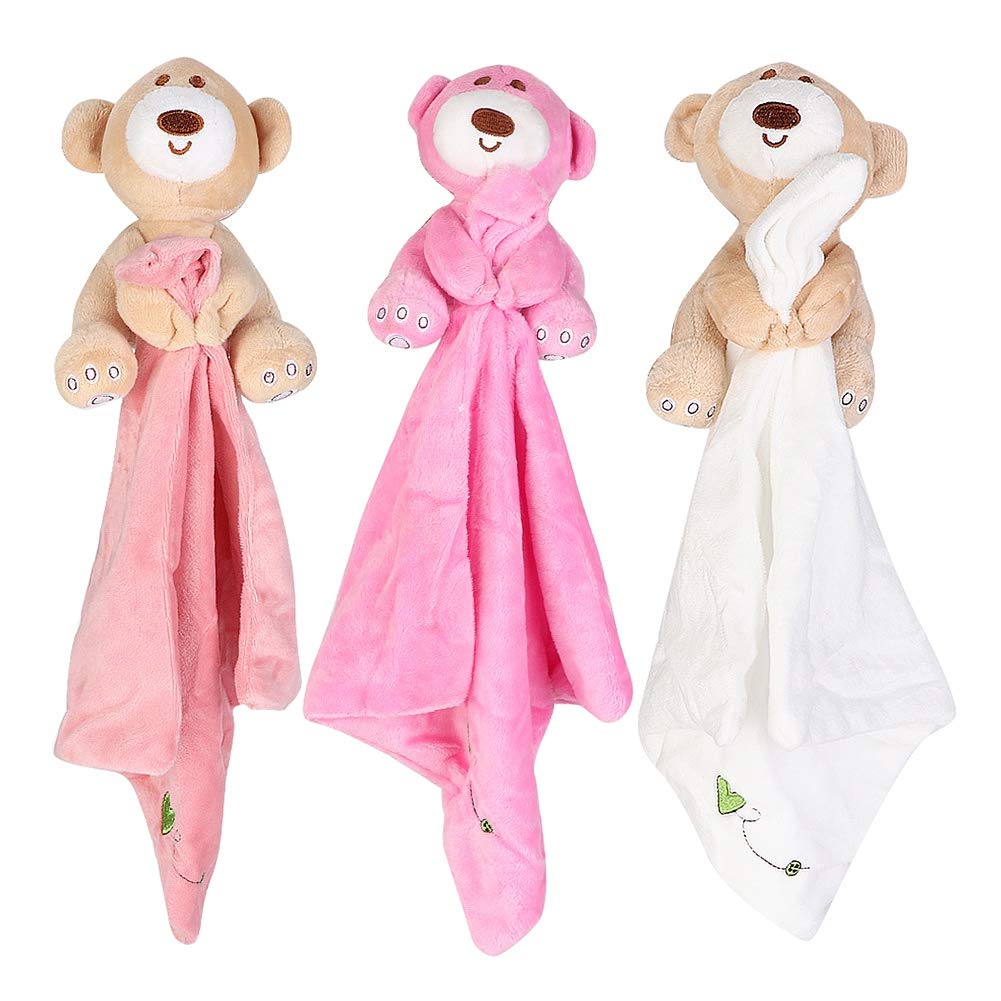 Hztyyier Manta de Animales Seguros para bebés Manta De Seguridad Suave Oso De Peluche Oso De Felpa Manta De Confort Juguete Calmante para Niños Pequeños()
