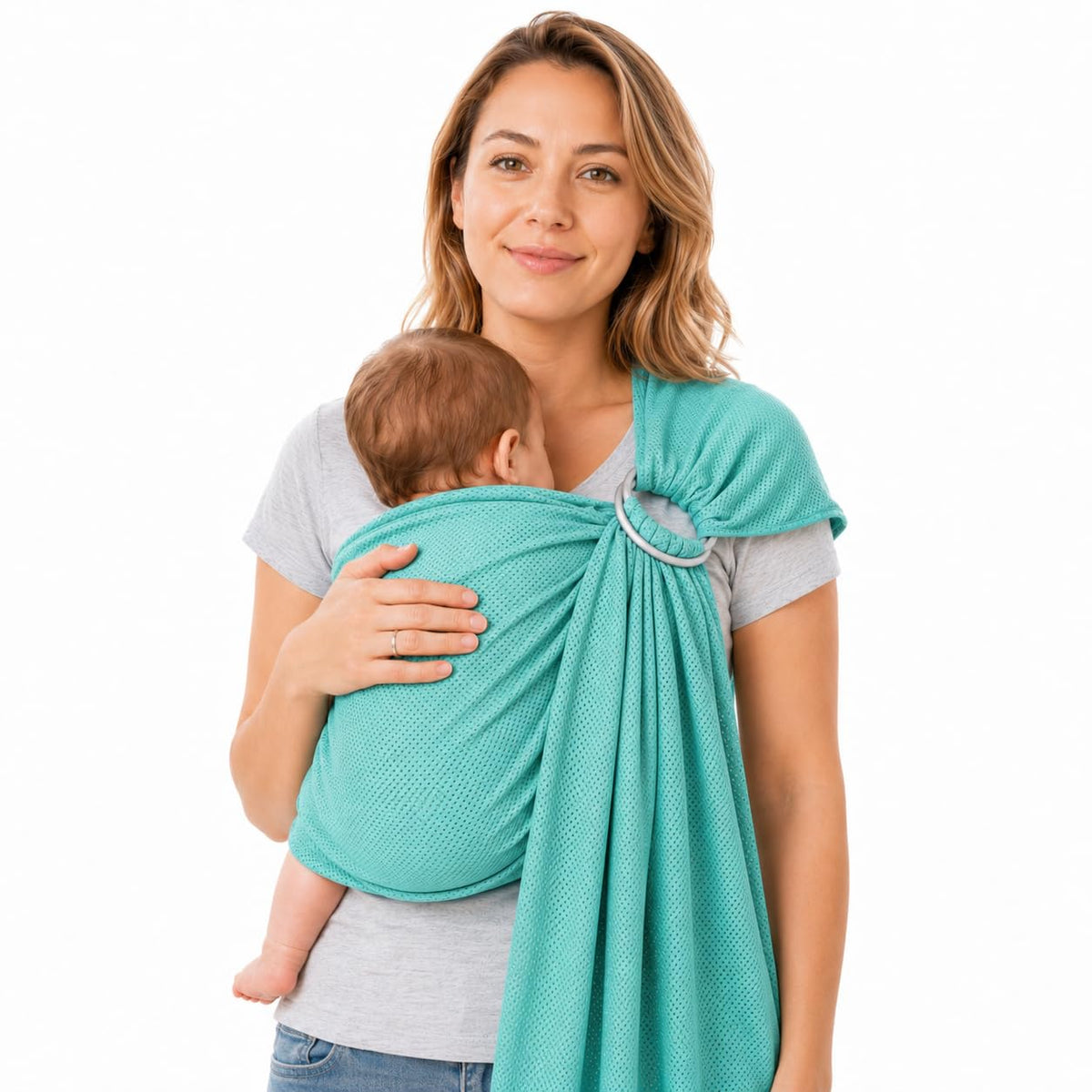 Vlokup - Bolsa de malla para bebé recién nacida, niño, bebé, niños pequeños y niños, ligero, transpirable, perfecto para verano, natación, piscina, playa, ideal para papá, verde azulado