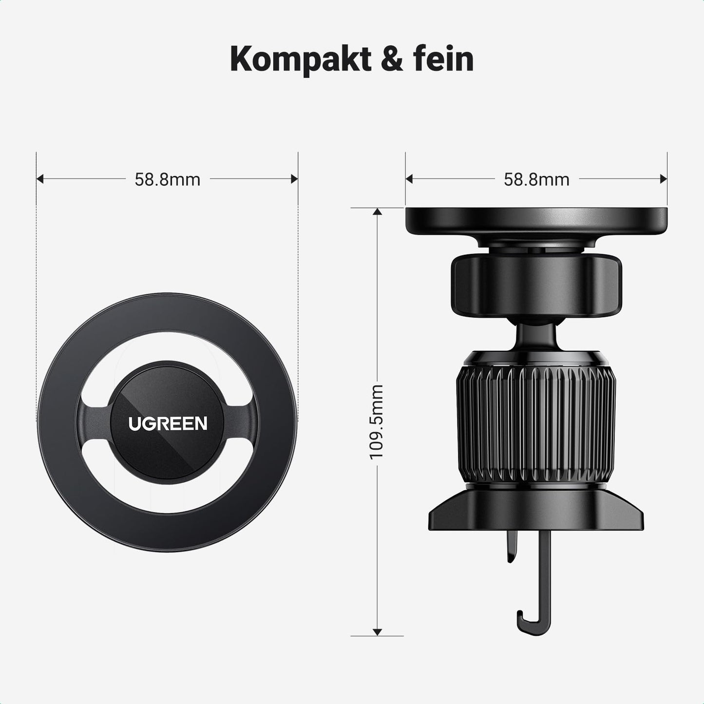 Soporte Celular UGREEN Magsafe Negro 360° Giratorio para Rejillas de Aire