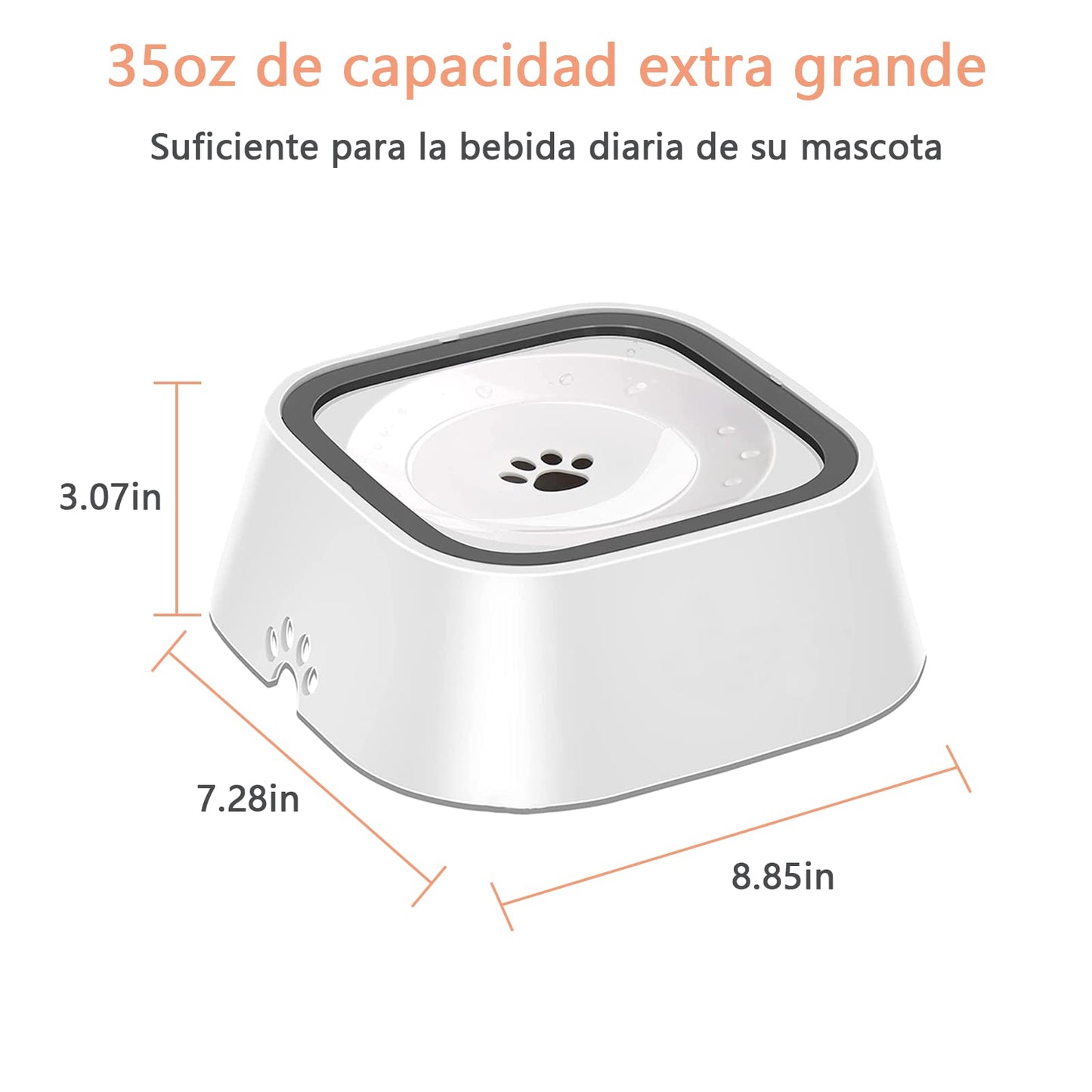 Cuenco de agua para perro de 35 onzas（1 litros），sin derrames，cuenco de agua para mascotas sin goteo，tazón de agua de viaje de gran capacidad para gatos, perros, cuenco de bebida para perro ansiosos