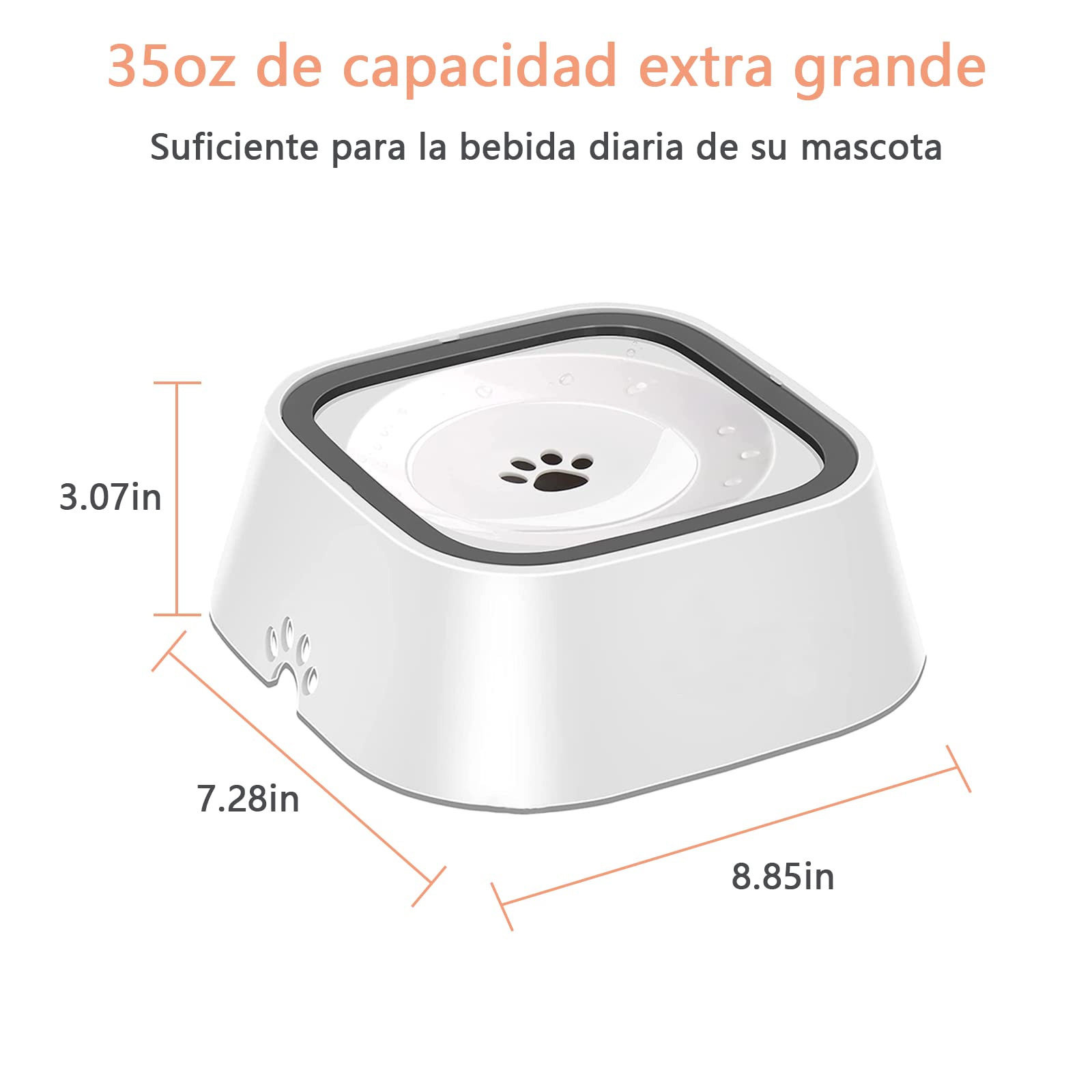 Cuenco de agua para perro de 35 onzas（1 litros），sin derrames，cuenco de agua para mascotas sin goteo，tazón de agua de viaje de gran capacidad para gatos, perros, cuenco de bebida para perro ansiosos