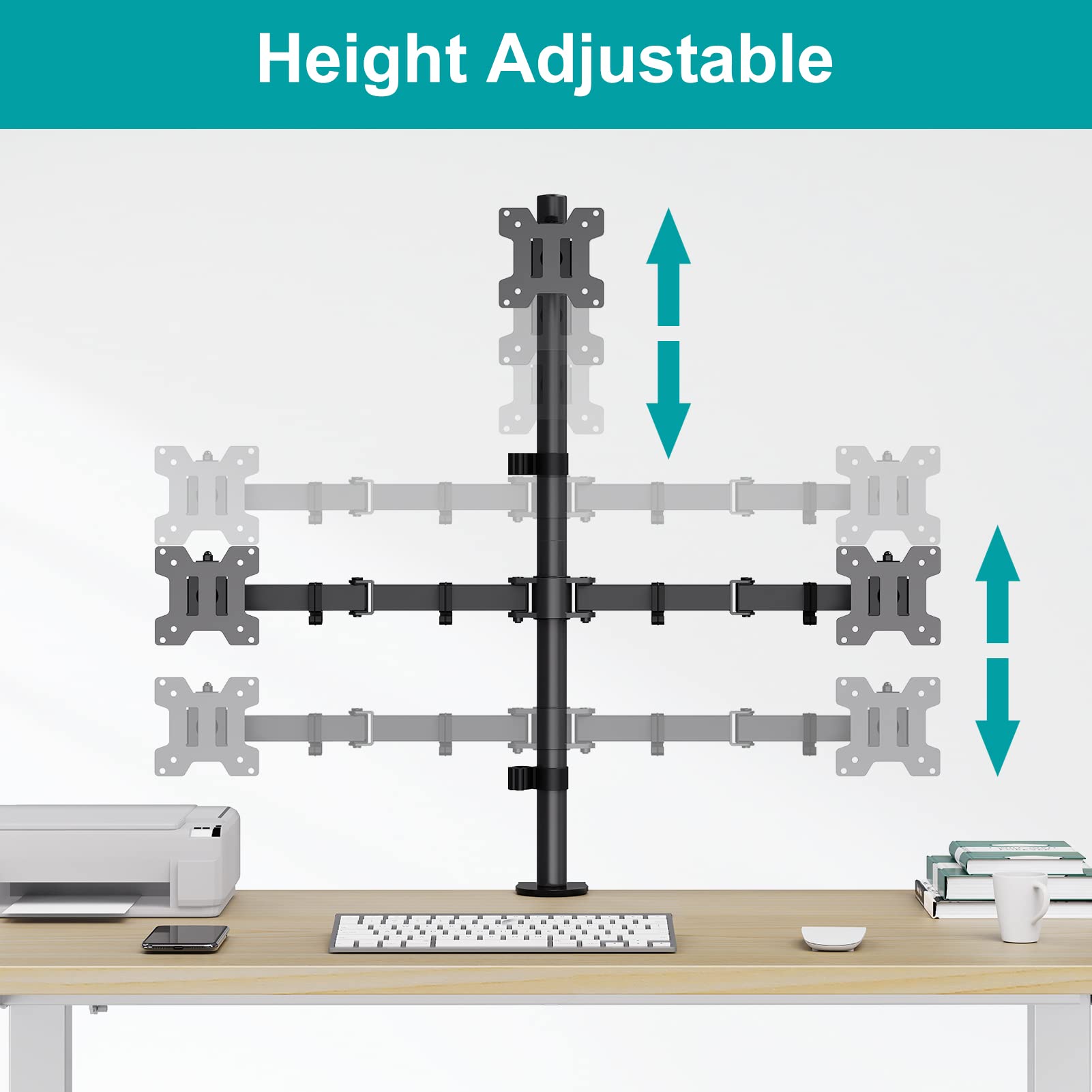 Soporte para Monitor Triple MOUNT PRO Negro Ajustable con Montaje VESA de Mesa