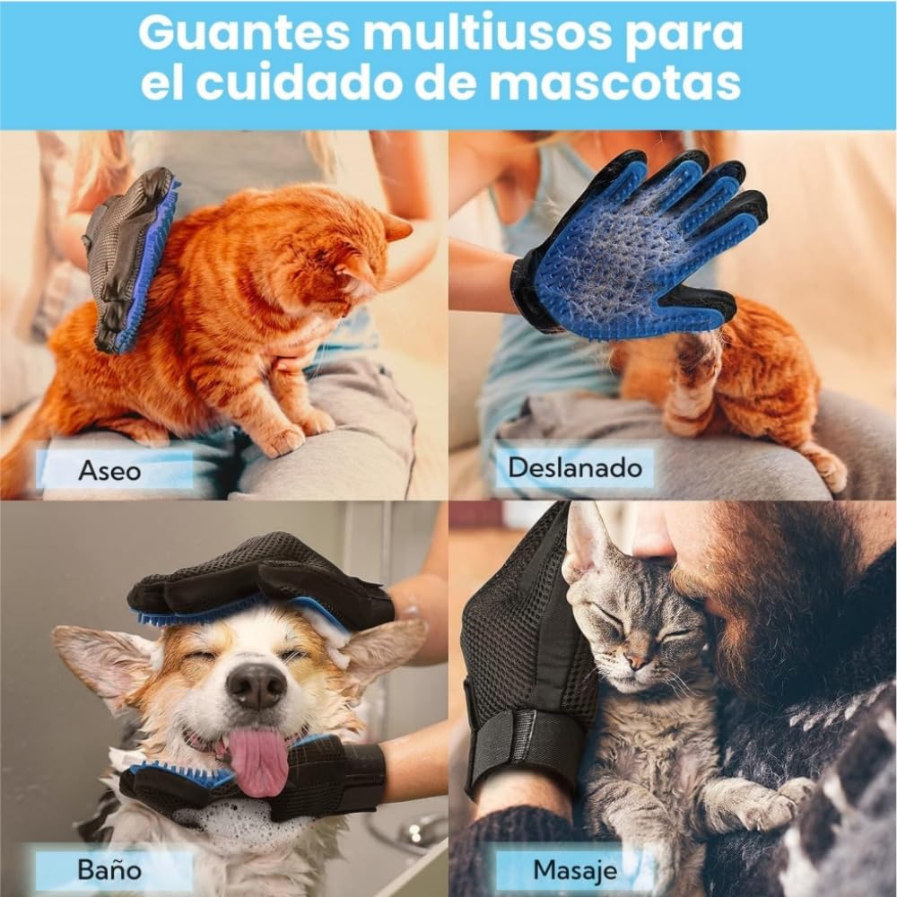 EDECOR Cepillo para Perros y Gatos, 2 en 1 Deslanador para Perro, Cepillo para Mascotas Quita Pelo, Peine Rastrillo para Perros para Eliminar Nudos y Enredos, Peine para Perros y Gatos de Pelo Corto o Largo (Azul)