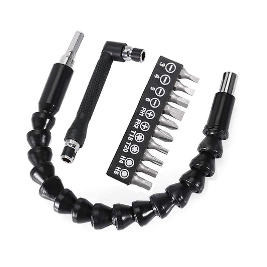 YIOYULEN - Extensión de broca flexible de 11.6 pulgadas, extensión de taladro magnético plegable, ángulo recto de 90° para eje magnético hexagonal suave para adaptador de taladro manual, tamaño hexagonal de 1/4 pulgadas, negro (12 piezas)