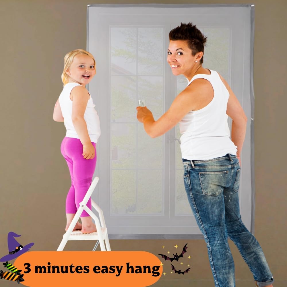 visualización de proyección trasera holográfica de Halloween de 40 x 60 pulgadas y decoración de Navidad para ventanas de departamento con kit fácil de colgar, decoración de Halloween espeluznante