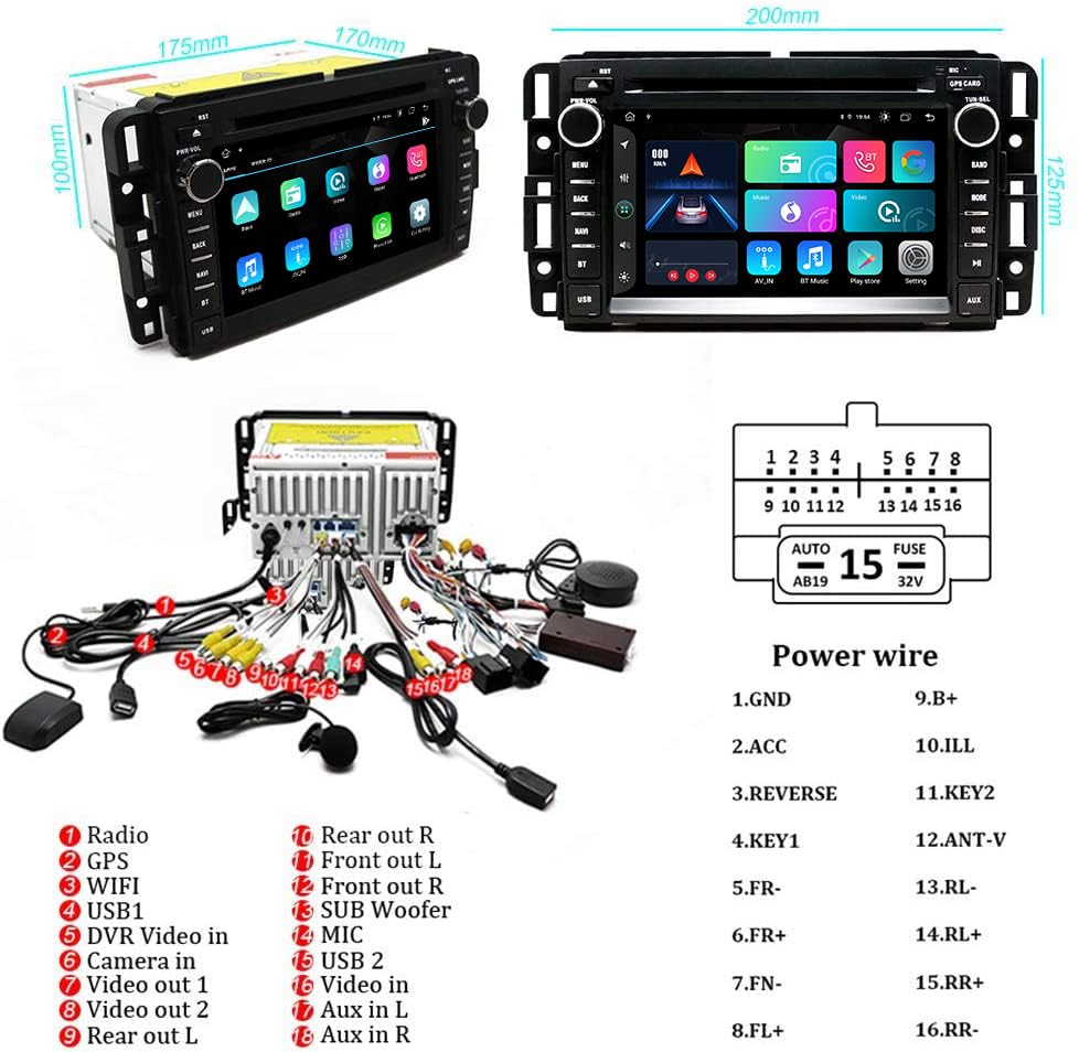 Radio de Coche SWTNVIN GMC Plata 4G LTE Android 13 8 Núcleos 4+64G