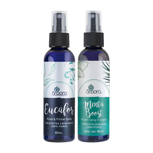Duo de Sprays Árbora Menta Eucalipto con Aceites Esenciales puros