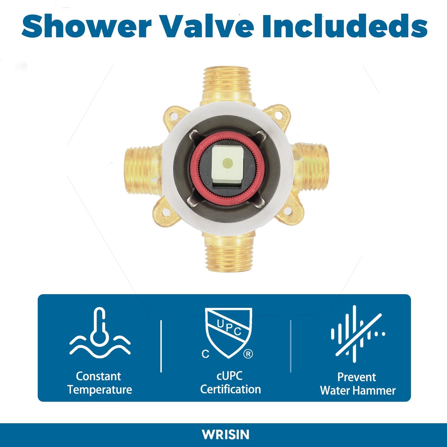 Juego de Grifos de Ducha WRISIN Níquel Cepillado con Cabezal Rian Alta Presión 6 Pulgadas para Tina