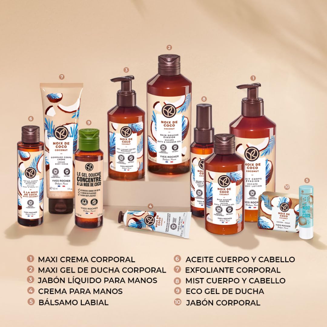 Yves Rocher MAXI TRI PACK Geles de ducha Aromas Reconfortantes: COCO + AVENA Y TRIGO SARRACENO + GRANOS DE CAFÉ de 400 ml C/U