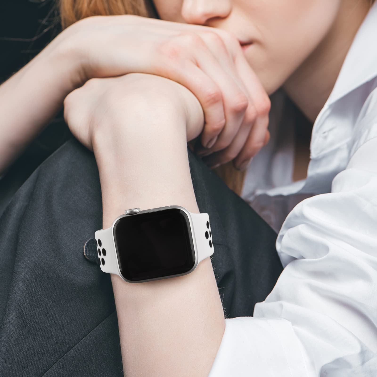 Bandas Deportivas de Silicona Suave Compatibles con Apple Watch iWatch Ultra SE Series en Negro para Hombre y Mujer