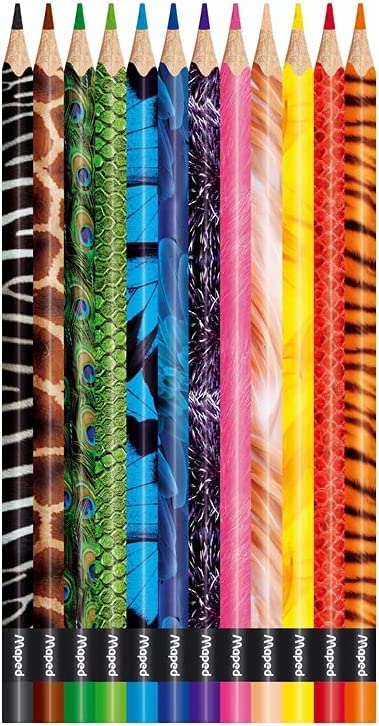 Maped Color'Peps - Lápices para colorear con estampado de animales (12 unidades)