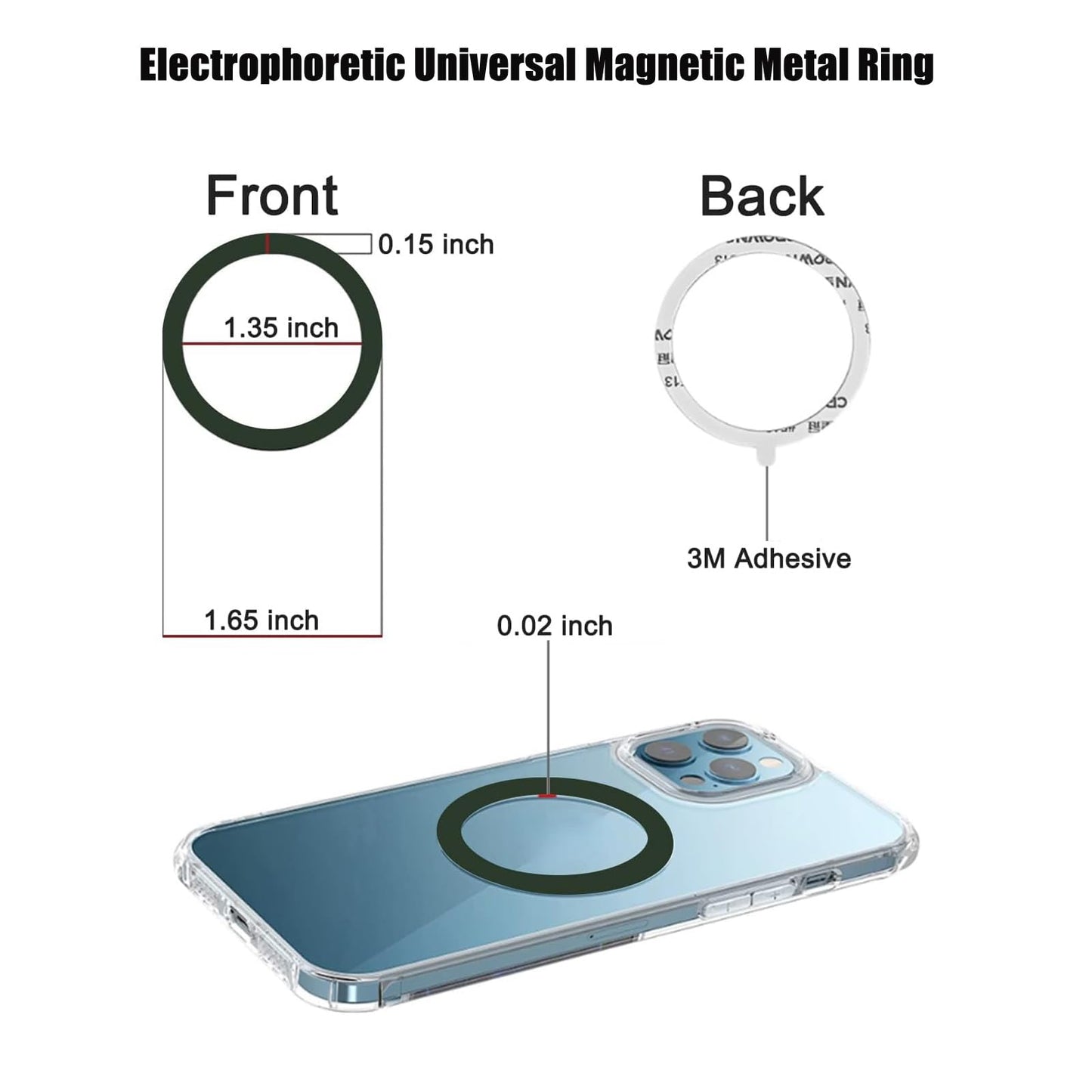 4 anillos magnéticos inalámbricos universales de metal, para cargador compatible con MagSafe en iPhone 14/13/12 Pro/Max/Mini y Samsung Galaxy