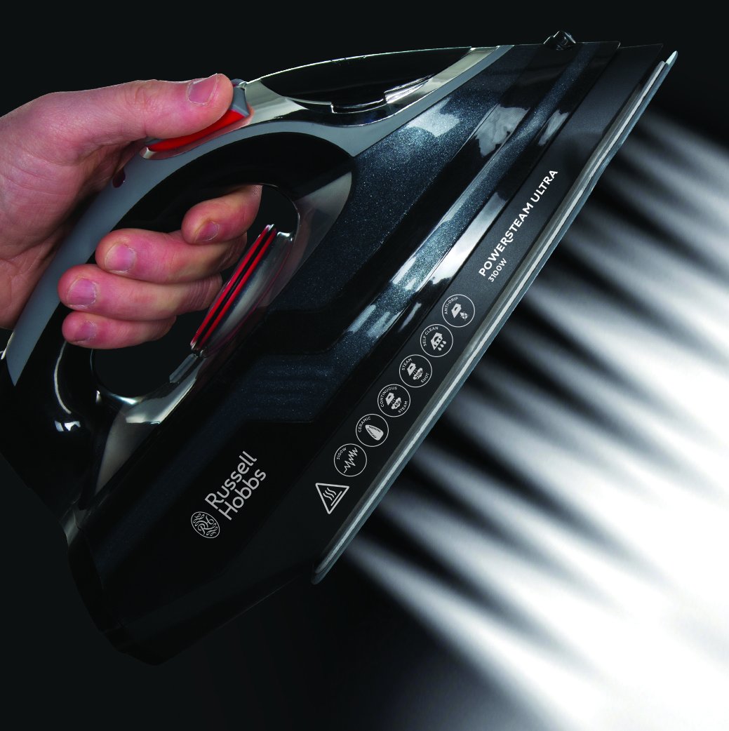 Plancha Russell Hobbs Negro Gris Suela De Cerámica 3100W Vapor-Seco 3100W
