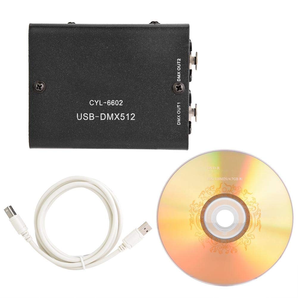 Jimfoty DMX DJ Light Controller, DMX 512 Stage USB Lighting Interface Controller Adaptador DMX para Party Pub Night Club DJ KTV