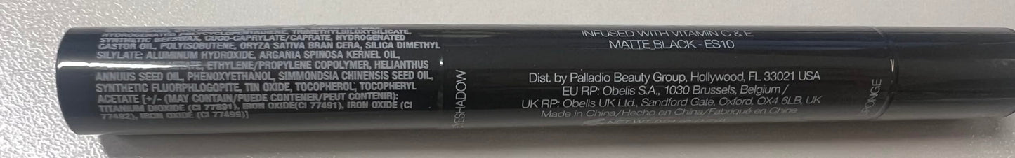 Palladio Barra de sombra de ojos impermeable con esponja mezcladora, aplicación duradera y sin esfuerzo, Matte Black