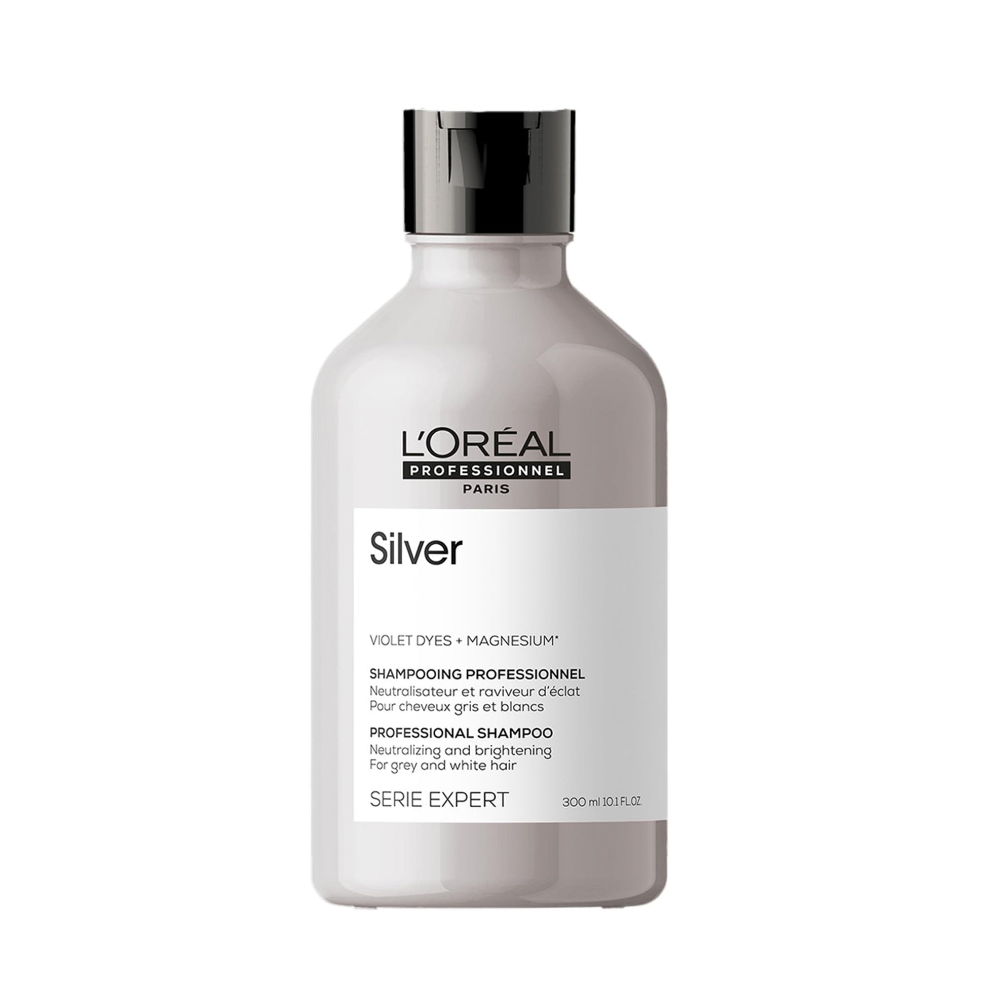 L'Oréal Professionnel Silver | Shampoo morado | Neutraliza los tonos amarillos no deseados| Para cabello gris, rubio, platinado y/o con canas | Con pigmentos morados| 300ml
