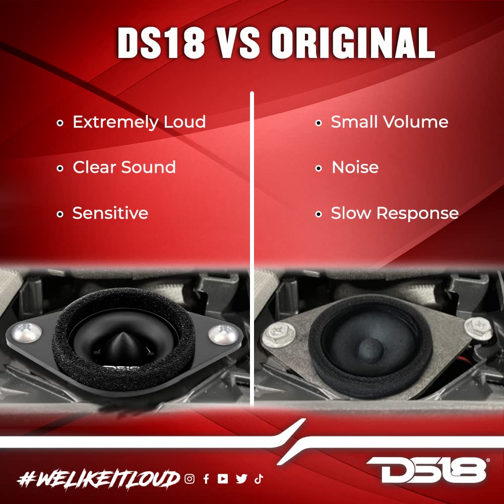 DS18 PRO-ST - Tweeters de compresión de bala de repuesto de 1.9 pulgadas con cruces, kit de actualización de altavoz de agudos OEM para muchos modelos Subaru/Toyota, repuesto para H631SFJ101 y H631SFJ100 (par)
