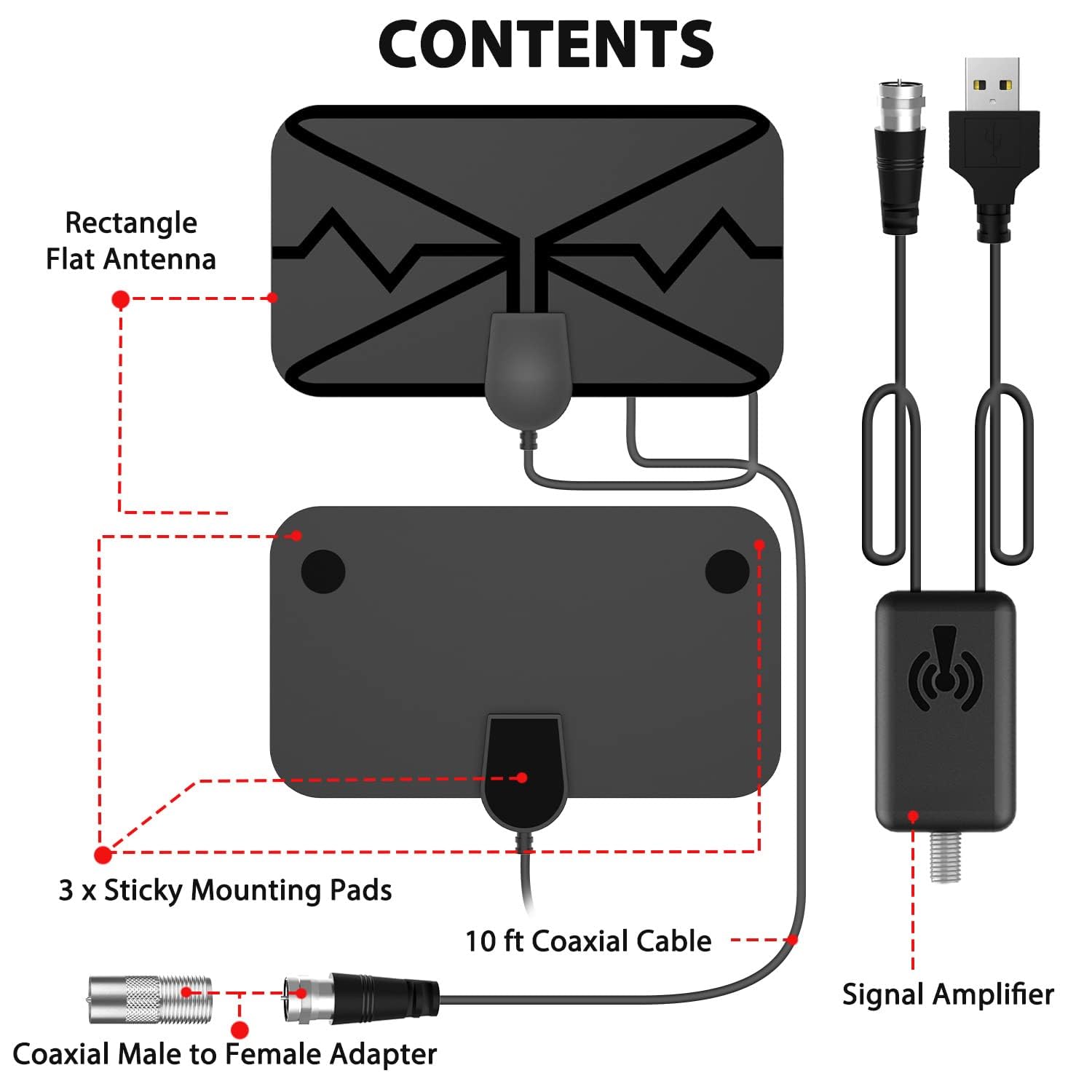 TOPOST Antena de TV Digital Interior, HDTV Antena para Television 1080P 4K con Amplificador de Señal