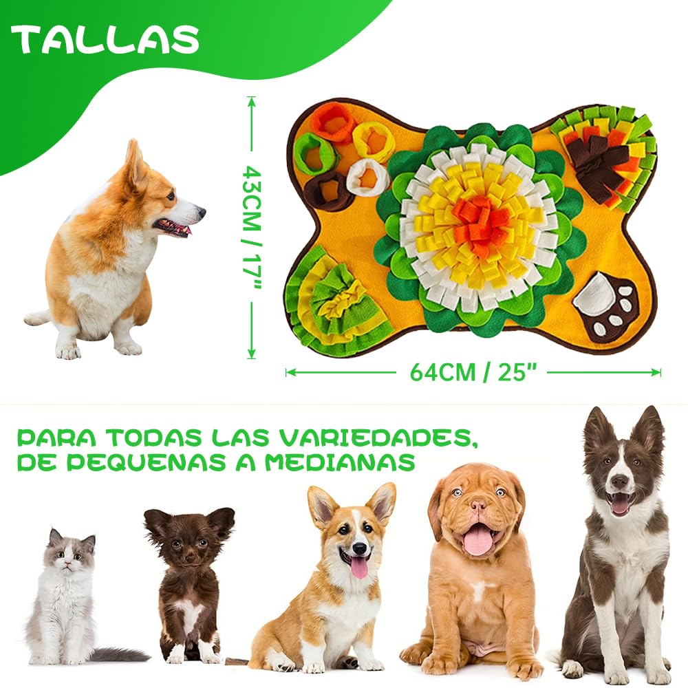 JEMUON Alfombrilla para Snuffle de Mascotas, Tapete Olfativo para Perros, Tapete Entrenador para Perro, Snuffle Mat de Adiestramiento para Olfatear Alimento, Juguete Interactivo para Perro Mascotas