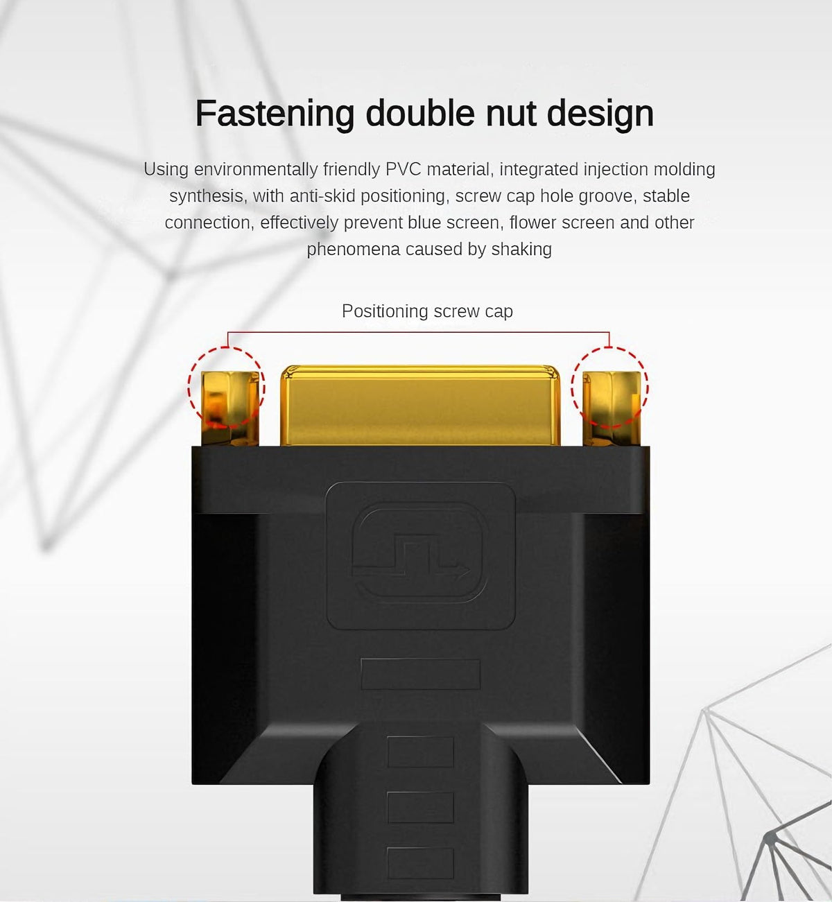 Adaptador HDMI a DVI Macho con Tuercas de Tornillo Doradas para Monitor y PC