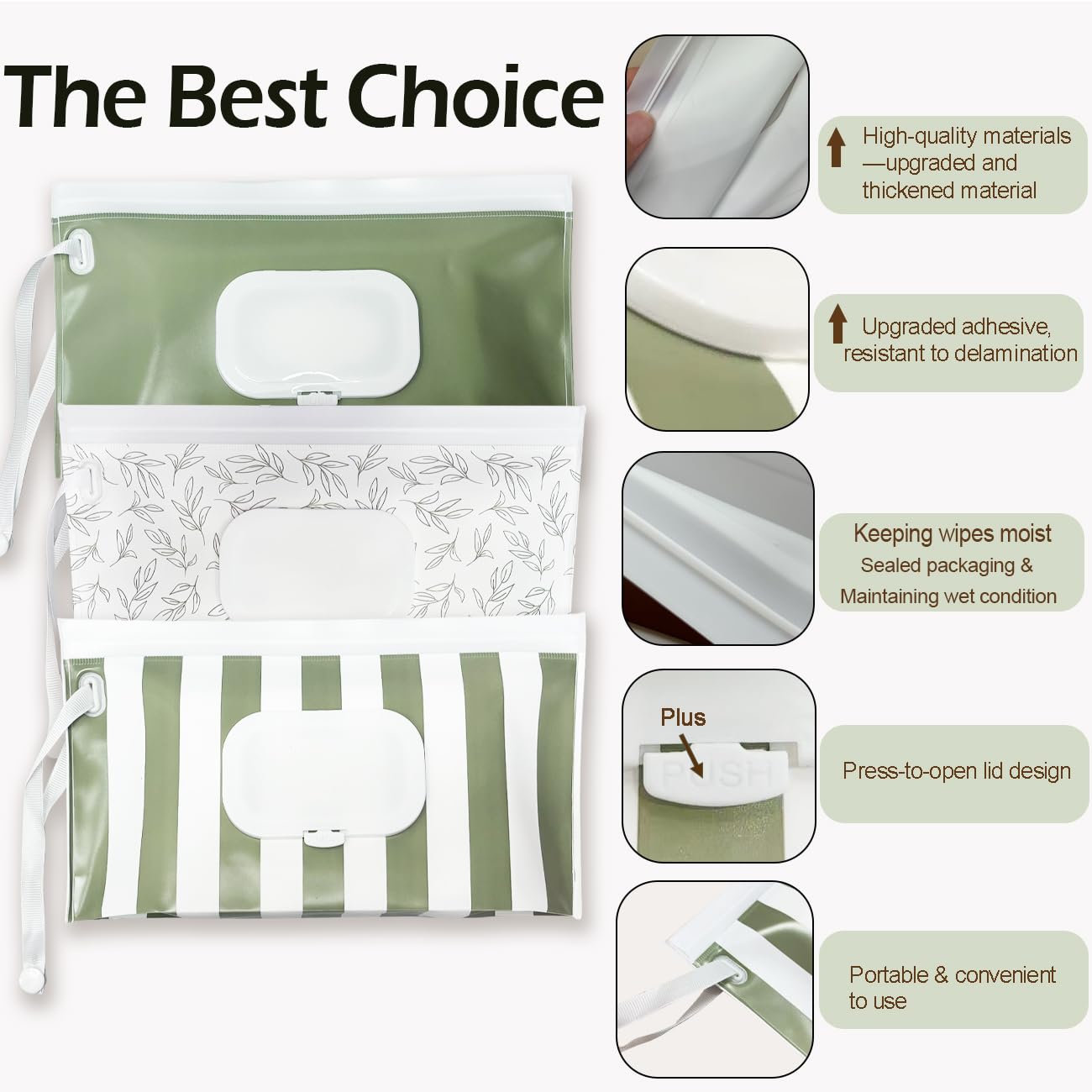 Soporte para toallitas para bebé, dispensador de toallas, paquete de 3 recipientes recargables portátiles, funda reutilizable para toallitas de viaje, impermeable y a prueba de polvo, soporte para