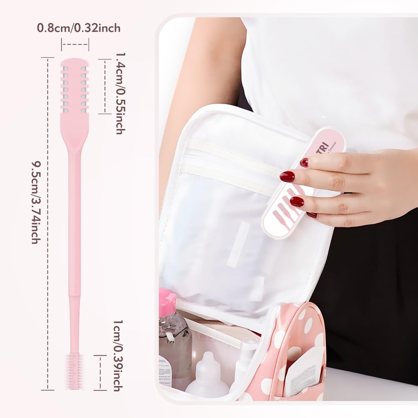 FLATRI - Cortador de pelo nasal 2 en 1, con rotación de 360°, doble cara, manual de recortadora de nariz portátil para mujeres y hombres (rosa)