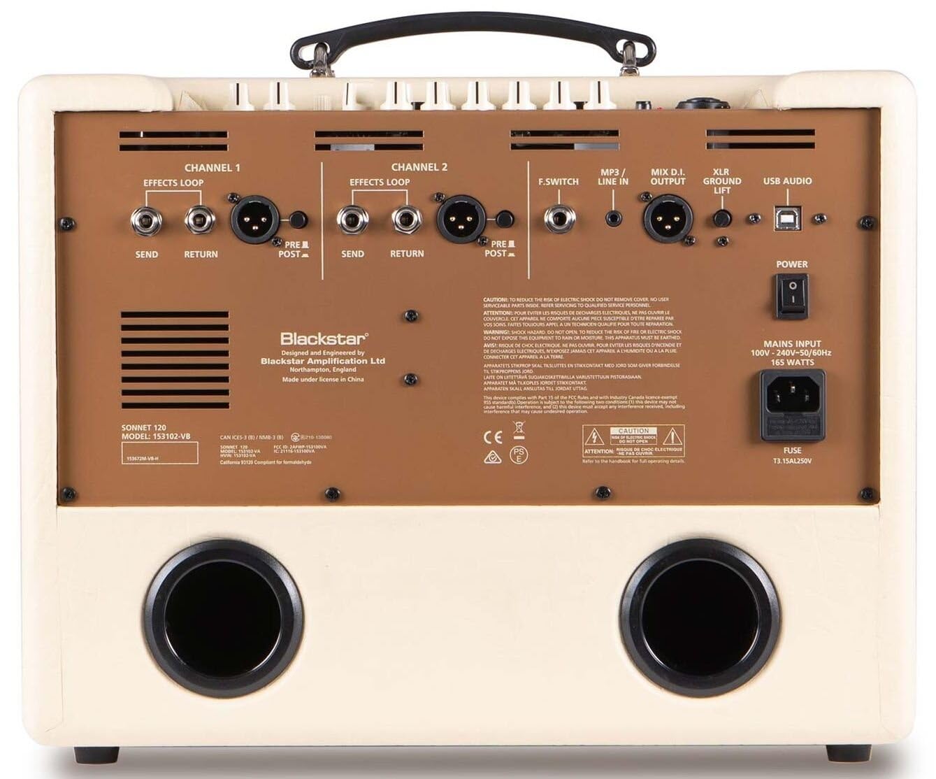 Blackstar Sonnet - Amplificador Combinado de Guitarra acústica de 120 – 120 vatios 1 x 8 Pulgadas con 4 reverberaciones y Soporte inclinable, Color Rubio