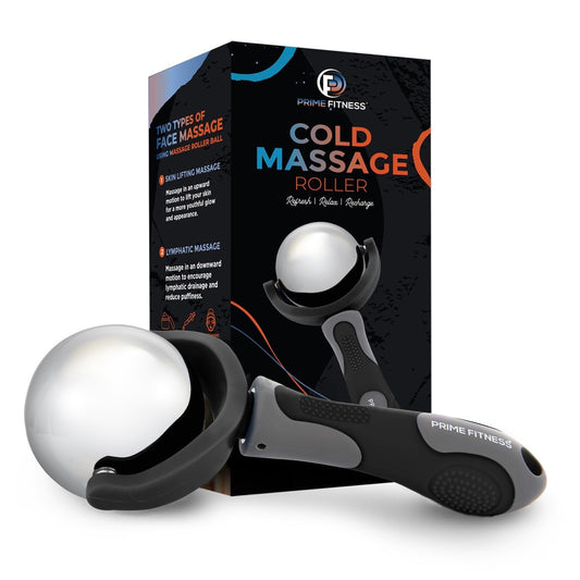 Ice Roller Ball with Handle | Cold Massage Roller Ball | Cold Therapy | Cryo Stick | Relieve Muscle Pain | Roller Stick - Black