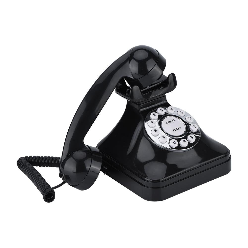 Naroote Vintage Negro Multifunción Plástico Teléfono de casa Retro Wire Teléfono Fijo WX-3011