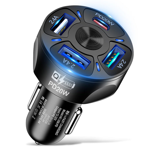 AMZYYDS Cargador para Auto Tipo c 4Packs, Cargador Auto Tipo c USB y Tipo C,Cargador de Auto Tipo c,Cargador Auto,USB QC 3.0 y PD,Compatible con Dispositivos iPhone,Galaxy,Xiaomi,Motorola(negro1)
