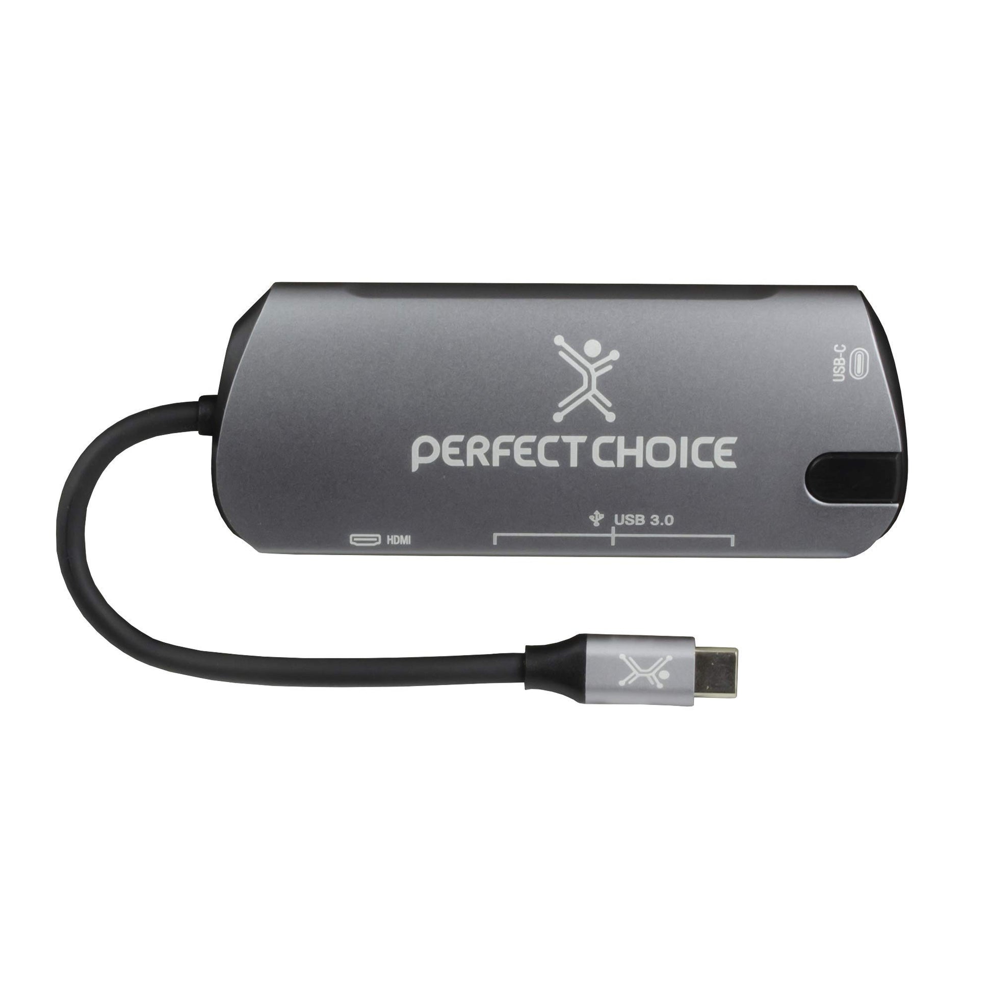 Perfect Choice Hub USB Tipo C con Salidas de 1 Puerto de vídeo HDMI, 3 Puertos USB-A 3.0 y 1 Puerto de Carga PD USB-C, Velocidad de Transferencia hasta 5Gbps,
