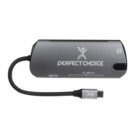 Perfect Choice Hub USB Tipo C con Salidas de 1 Puerto de vídeo HDMI, 3 Puertos USB-A 3.0 y 1 Puerto de Carga PD USB-C, Velocidad de Transferencia hasta 5Gbps,