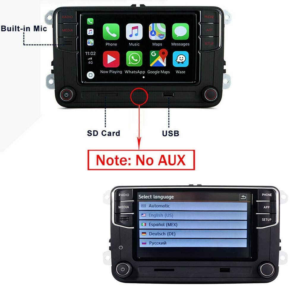 SCUMAXCON Estéreo para Coche Carplay Android Auto MIB2 RCD360 Pro Bluetooth RVC USB Pantalla Táctil de 6.5" para VW Jetta Golf Tiguan Passat Caddy EOS Passat Touran CC