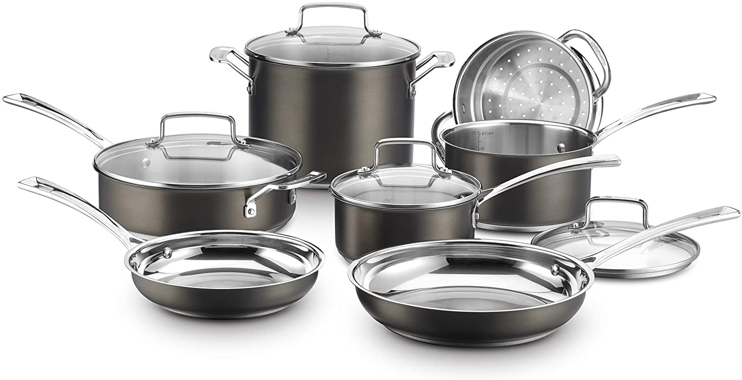 Bateria De Cocina 11 Pzs De Acero Inoxidable Negro Cuisinart